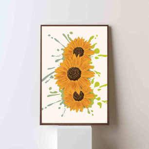 colorful splash sunflower poster
