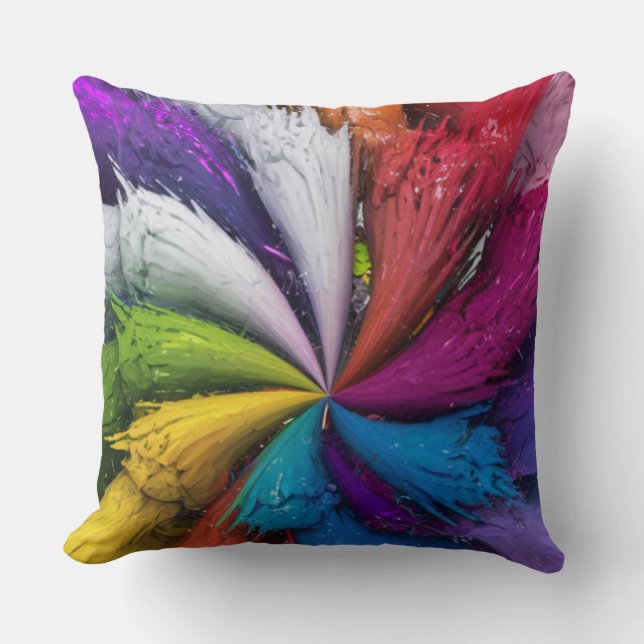 Colorful Splash Throw Pillow (Front)