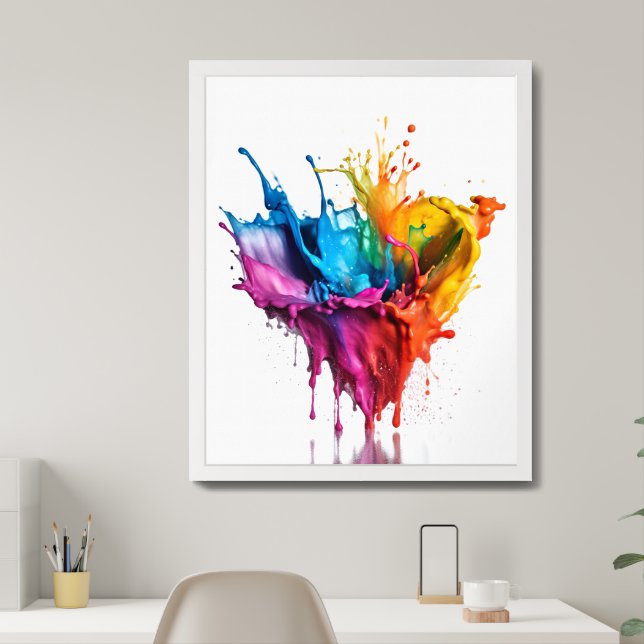 Colorful Splash Water Abstract Art Poster (Home Office)