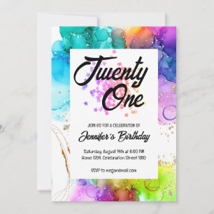 Colorful Splash Watercolor Birthday Invitation