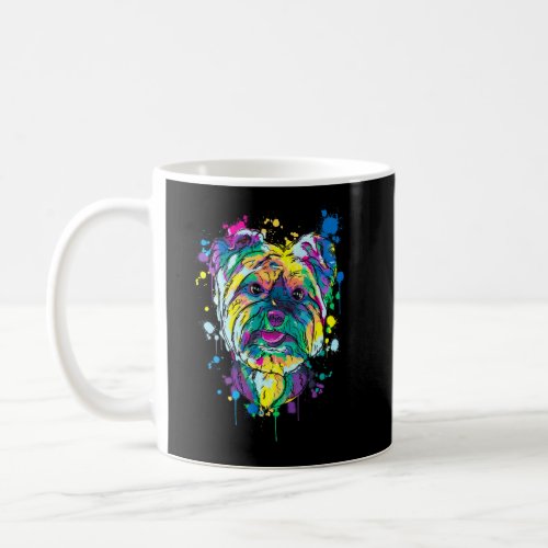 Colorful Splash Yorkshire Terrier Portrait Yorkie  Coffee Mug