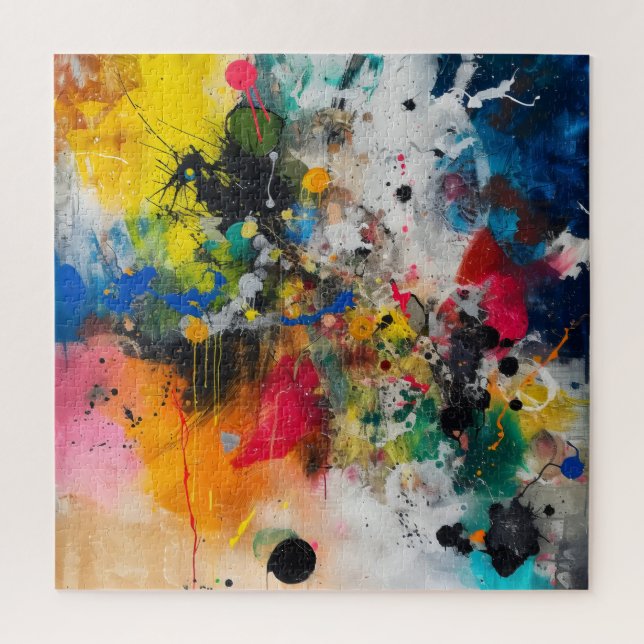 Colorful Splashes Abstract Art Jigsaw Puzzle (Vertical)