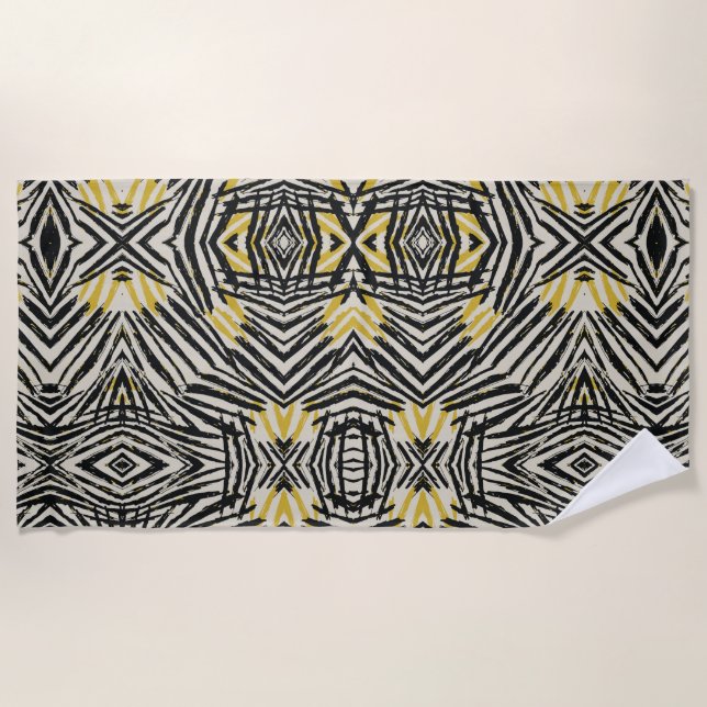 Colorful Splashes and Dynamic Lines Beach Towel (Front)