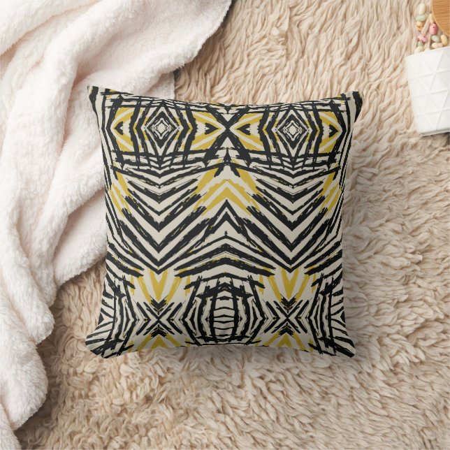 Colorful Splashes and Dynamic Lines Throw Pillow (Blanket)