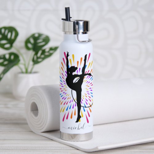Colorful Splashes Drops Circle Female Gymnastic Water Bottle