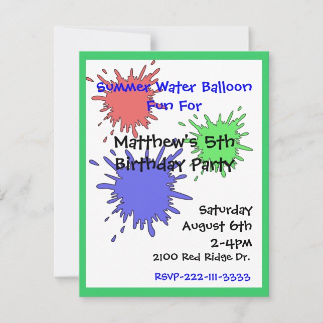 Colorful Splats Boy's Birthday Invitation (Front)