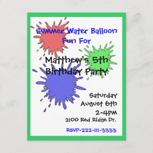 Colorful Splats Boy's Birthday Invitation