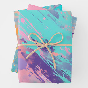 Colorful Splatter Paint Art Wrapping Paper Sheets