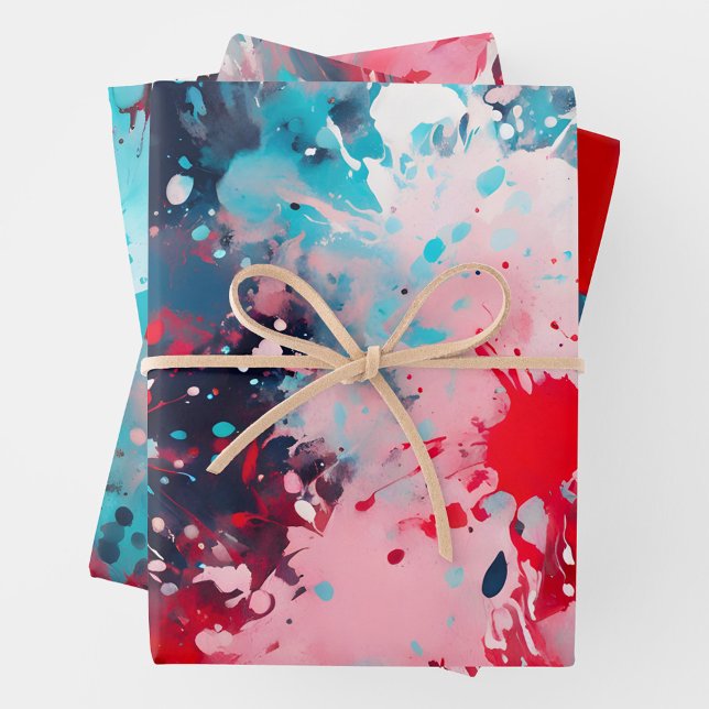Colorful Splatter Paint Art Wrapping Paper Sheets (Creator Uploaded)