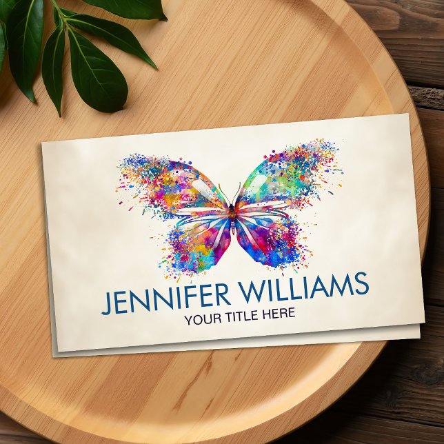 Colorful splatter paint butterfly business card (Creator Uploaded)