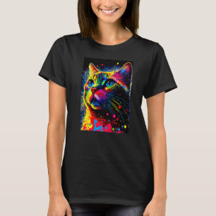 Colorful Splatter Paint Cat - 80s Style Premium T-Shirt