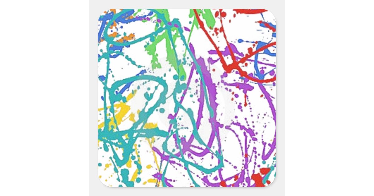 Colorful Splatter Paint Pattern Square Sticker Zazzle