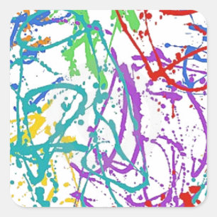 Colorful Splatter Paint Pattern Square Sticker