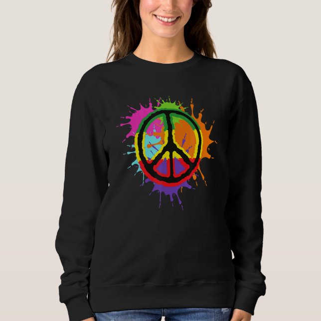 Colorful Splatter Paint Peace Sign Love Sweatshirt (Front)