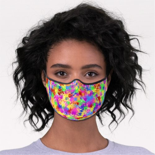 Colorful Splatter Paint Rainbow Tie Dye Pattern Premium Face Mask