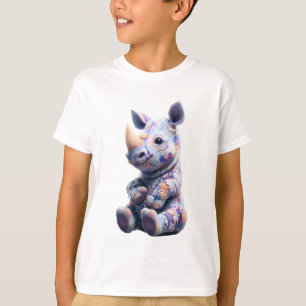Colorful Splatter Paint Rhino Baby Kids T-Shirt