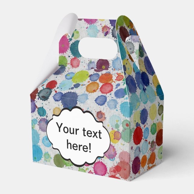 Colorful splatters abstract design favor boxes (Front Side)