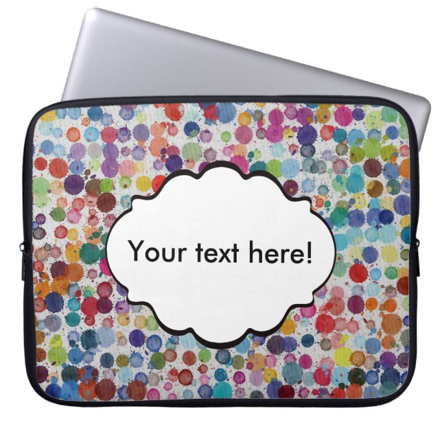 Colorful splatters abstract design laptop sleeve (Front)