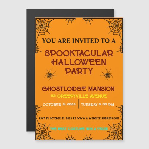 COLORFUL SPOOKTACULAR HALLOWEEN PARTY MAGNETIC INVITATION