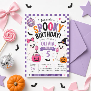 Colorful Spooky Birthday Cute Ghost Personalized Invitation