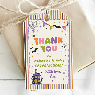 Colorful Spooky Halloween Birthday Thank You Gift Tags