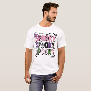 Colorful Spooky Halloween  Cute Witch Hat & Bat  T-Shirt