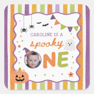 Colorful Spooky One Halloween 1st Birthday Sticker