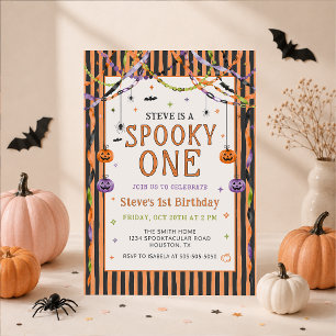 Colorful Spooky One Halloween Birthday Invitation