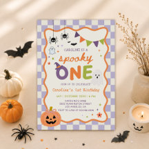 Colorful Spooky One Halloween Ghost 1st Birthday