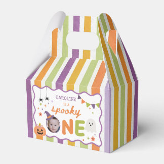 Colorful Spooky One Halloween Ghost Birthday Favor Boxes
