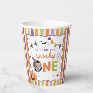 Colorful Spooky One Halloween Ghost Birthday Paper Cups