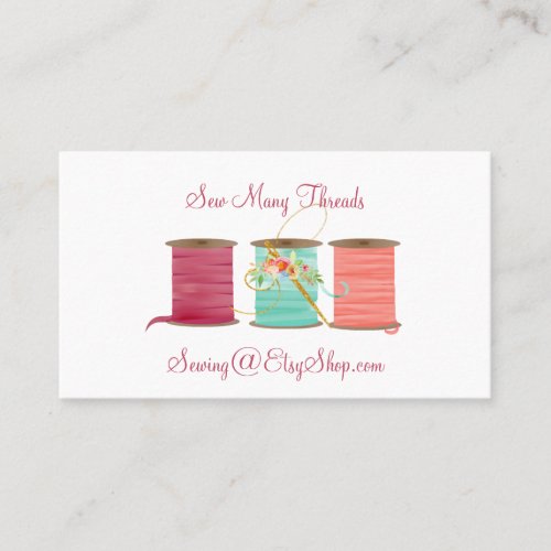 Colorful Spools of Ribbon Seamstress Business Card