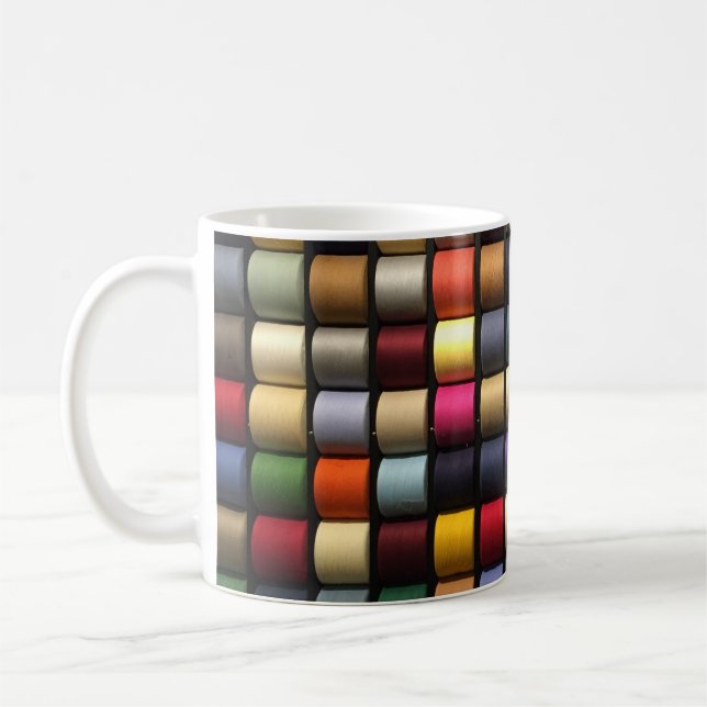 Colorful Spools of Thread Coffee Mug (Left)