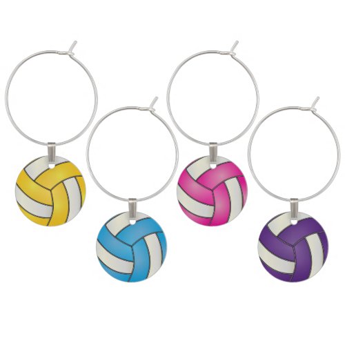 Colorful Sport Volleyballs Wine Charm