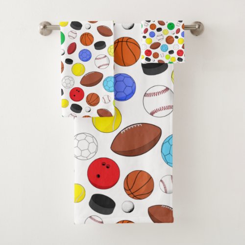 Colorful Sports Balls Random Pattern Bath Towel Set