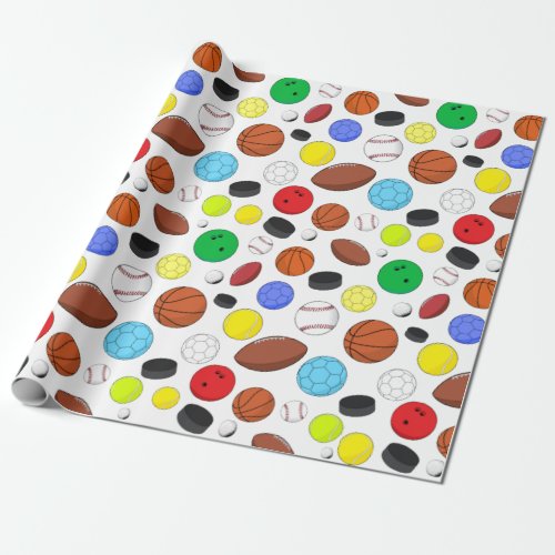 Colorful Sports Balls Random Pattern Wrapping Paper