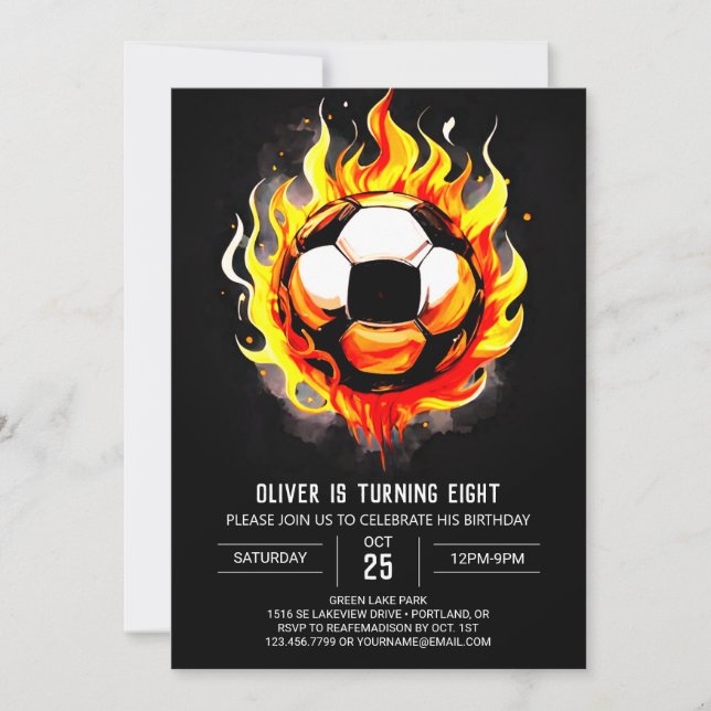 Colorful Sports Printable Soccer Birthday Invitation (Front)
