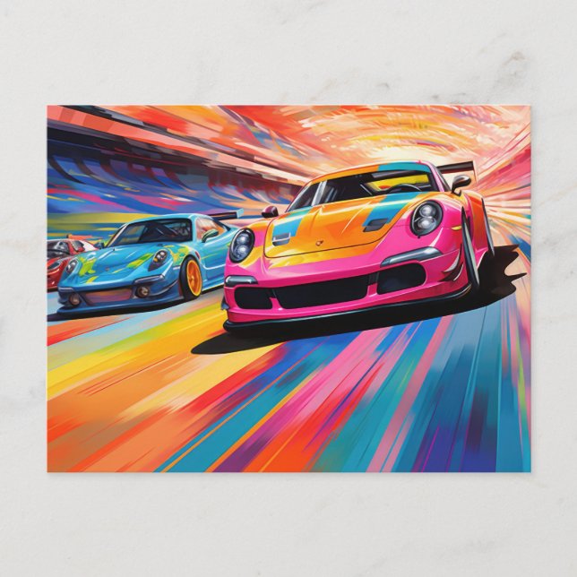 Colorful Sportscars Postcard (Front)