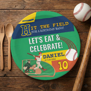 Colorful Sporty Baseball Kids Birthday Celebration Paper Plates