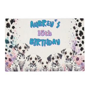 Colorful Spot-tacular Dalmatian Dogs Double Sided Placemat