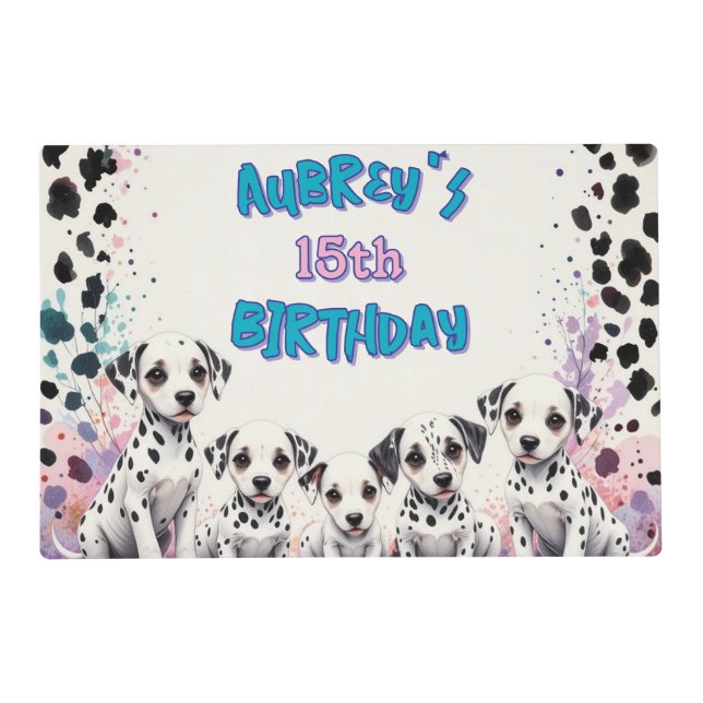 Colorful Spot-tacular Dalmatian Dogs Double Sided Placemat (Front)