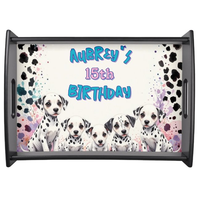 Colorful Spot-tacular Dalmatian Dogs Serving Tray (Front)