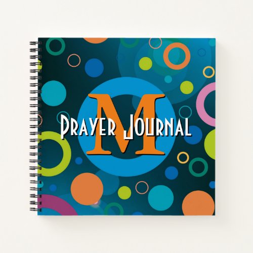 Colorful Spots Rings Monogram Personalized BLUE Notebook