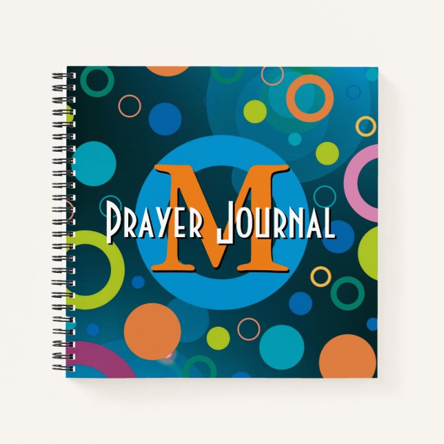 Colorful Spots Rings Monogram Personalized BLUE Notebook (Front)