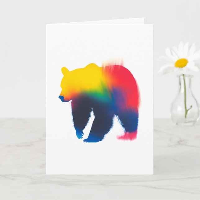 Colorful Spray Paint Bear Silhouette Card (Small Plant)