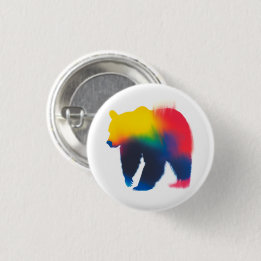 Colorful Spray Paint Bear Silhouette Round Button