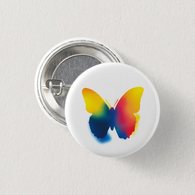 Colorful Spray Paint Butterfly Round Button (Front & Back)