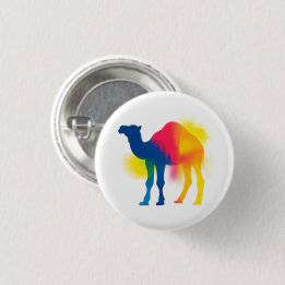 Colorful Spray Paint Camel Silhouette Round Button