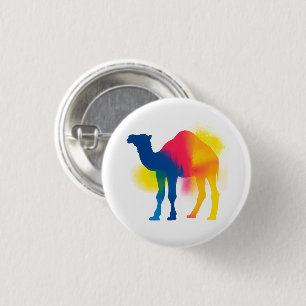 Colorful Spray Paint Camel Silhouette Round Button