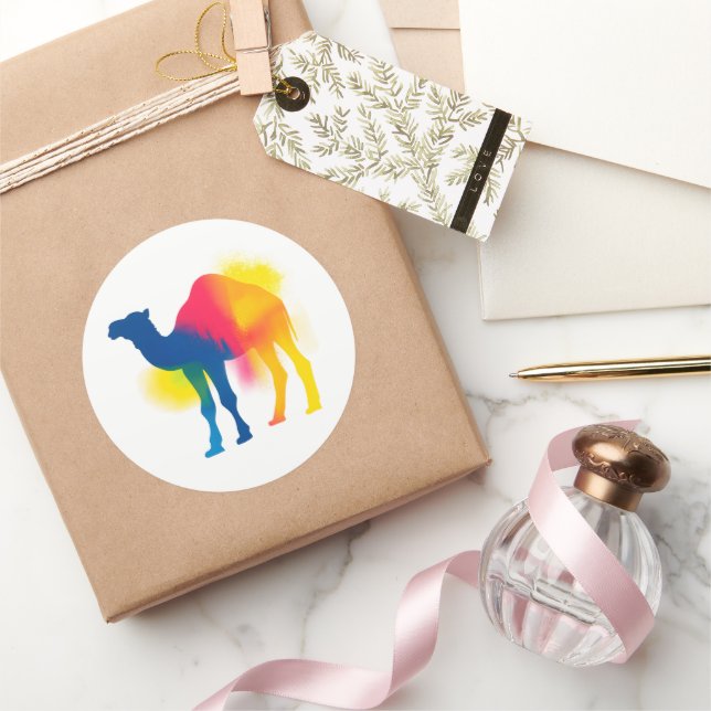 Colorful Spray Paint Camel Silhouette Stickers (Gifting)